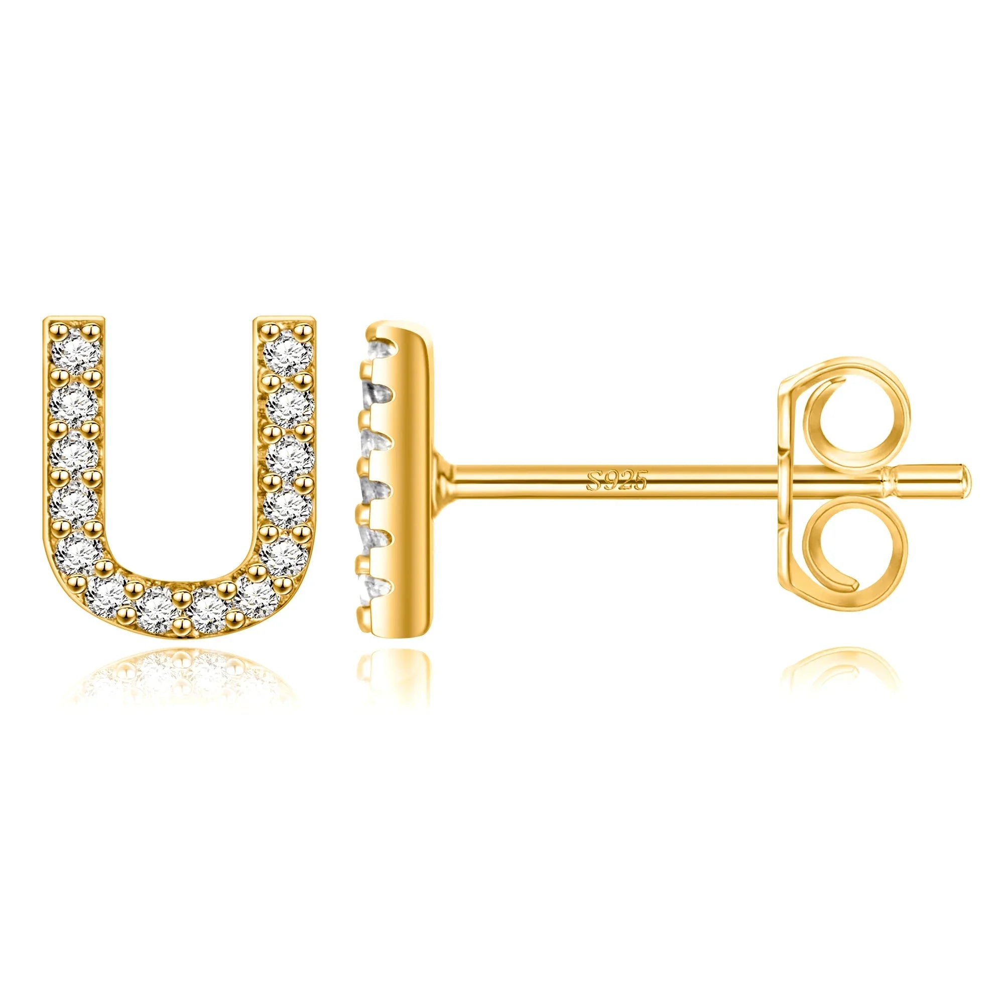 イニシャルピアス ゴールド u