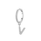 Boucles d'oreilles créoles avec initiale v