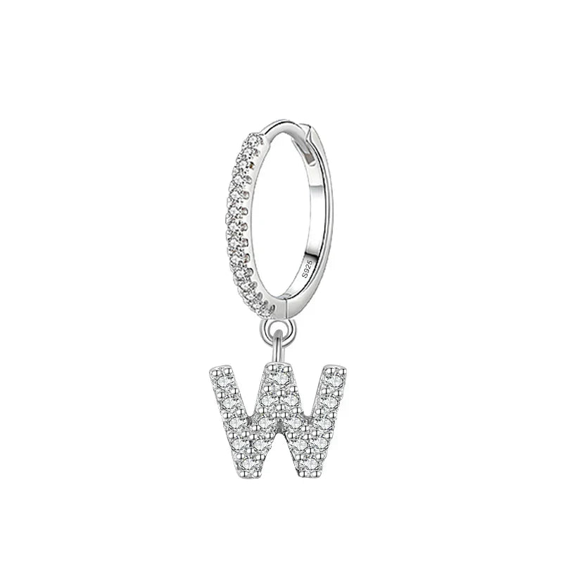 Boucles d'oreilles créoles avec initiale w
