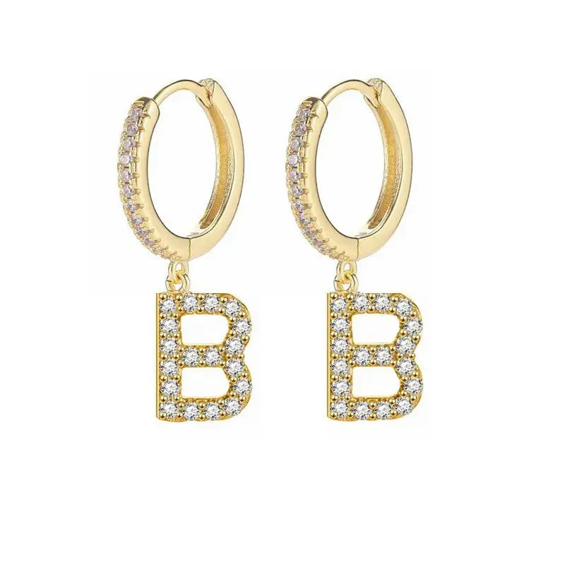 Boucles d'oreilles créoles avec initiale femme b