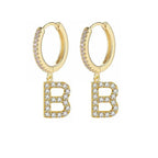 Boucles d'oreilles créoles avec initiale femme b