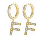 Boucles d'oreilles créoles avec initiale femme f