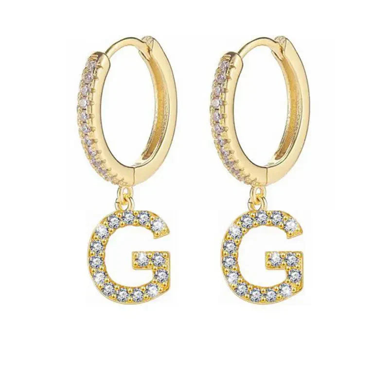 Boucles d'oreilles créoles avec initiale femme g