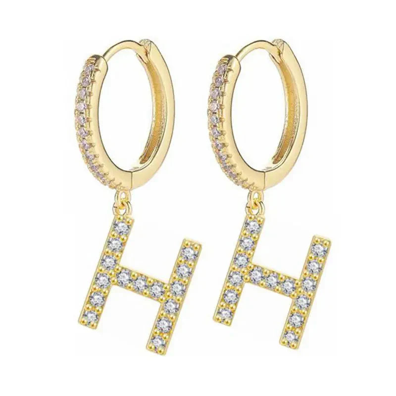 Boucles d'oreilles créoles avec initiale femme h