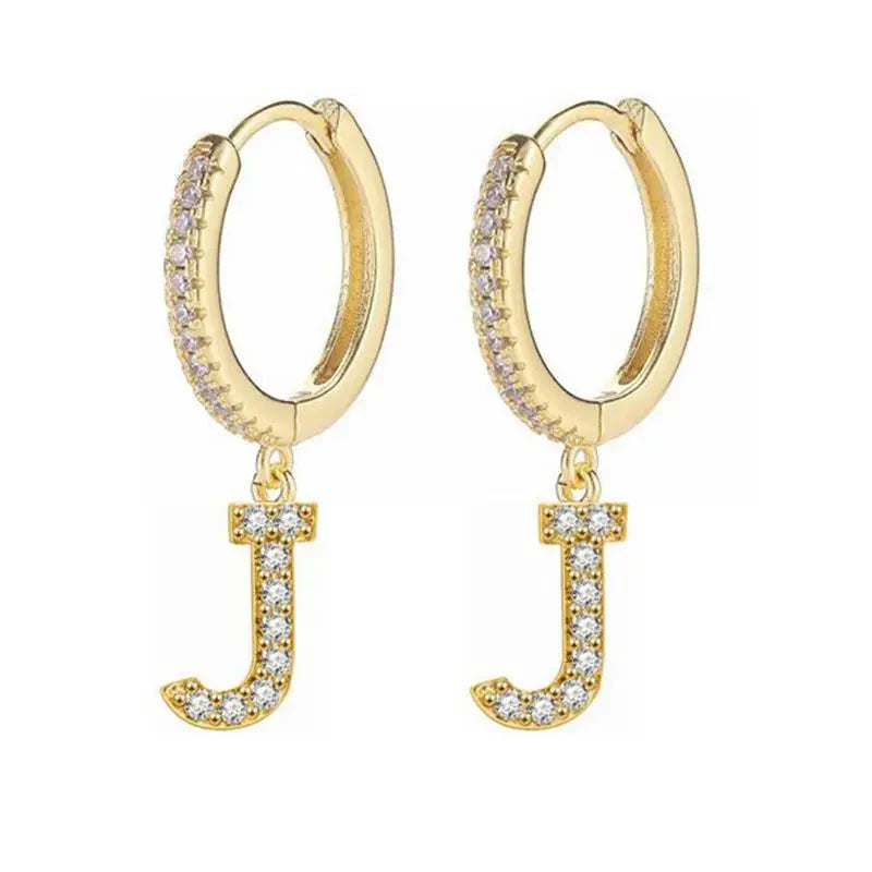 Boucles d'oreilles créoles avec initiale femme j
