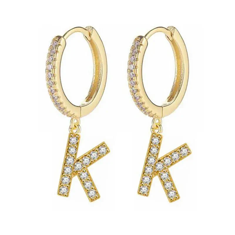 Boucles d'oreilles créoles avec initiale femme k