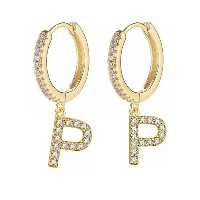 Boucles d'oreilles créoles avec initiale femme p