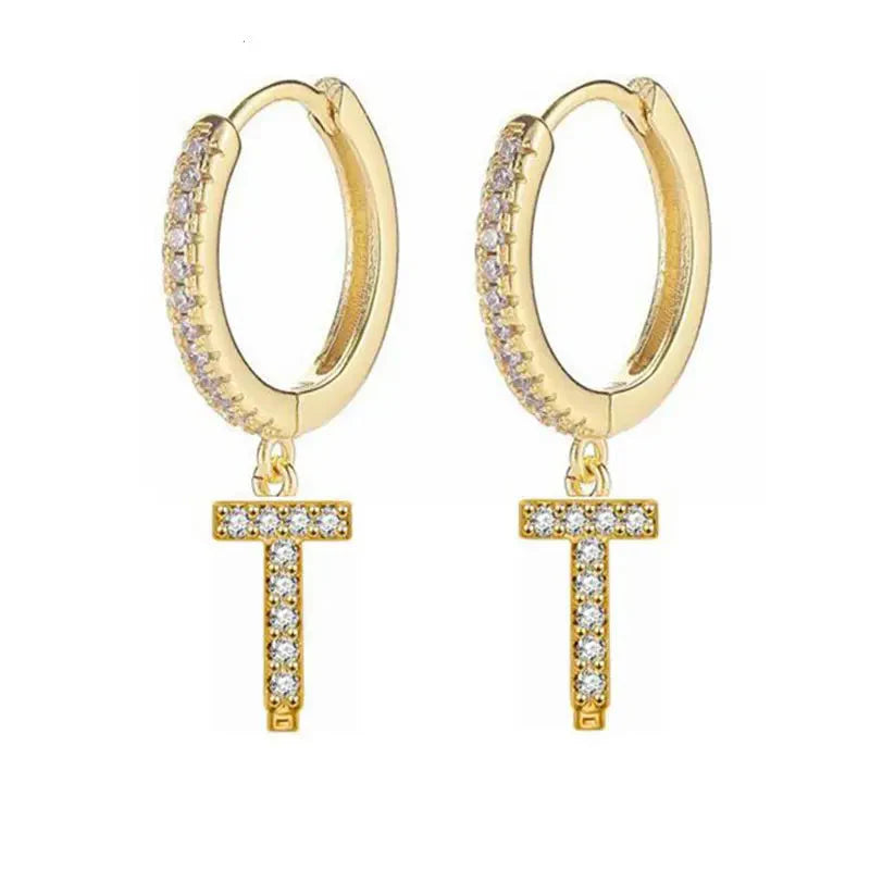 Boucles d'oreilles créoles avec initiale femme t