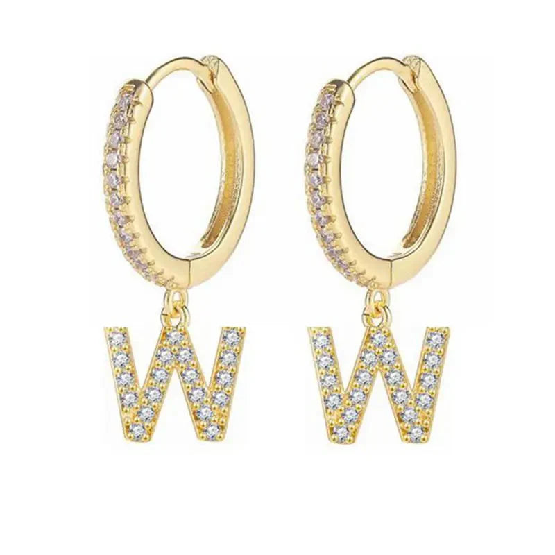 Boucles d'oreilles créoles avec initiale femme w