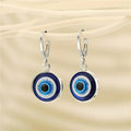 Boucles D'Oreilles Mauvais Oeil Bleu Rondes