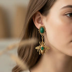 Boucles d'oreilles pendantes abeille vert