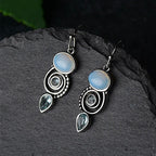 Boucles d'Oreilles Pendantes avec Zircon Pierre de Lune