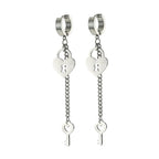 Boucles d'oreilles pendantes clef et cadenas argent