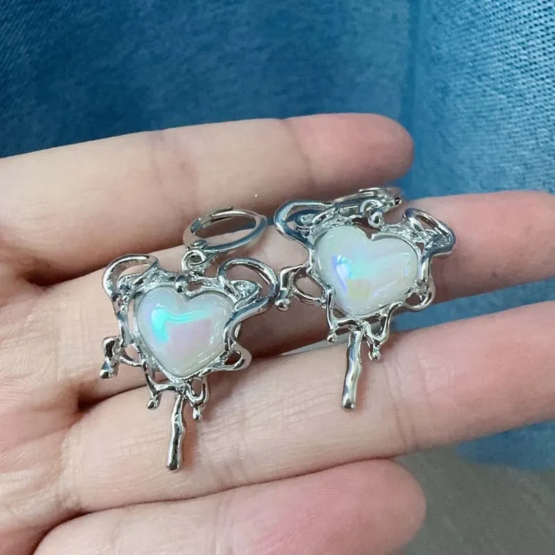 Boucles d'Oreilles Pendantes en Cristal Pierre de Lune