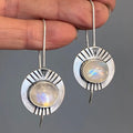 Boucles d'Oreilles Pendantes Ethniques avec Pierre de Lune
