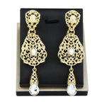 Boucles d'Oreilles Pendantes Ethniques Orientales blanc