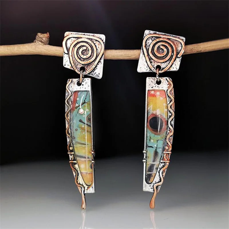 Boucles d'Oreilles Pendantes Ethniques Tribales