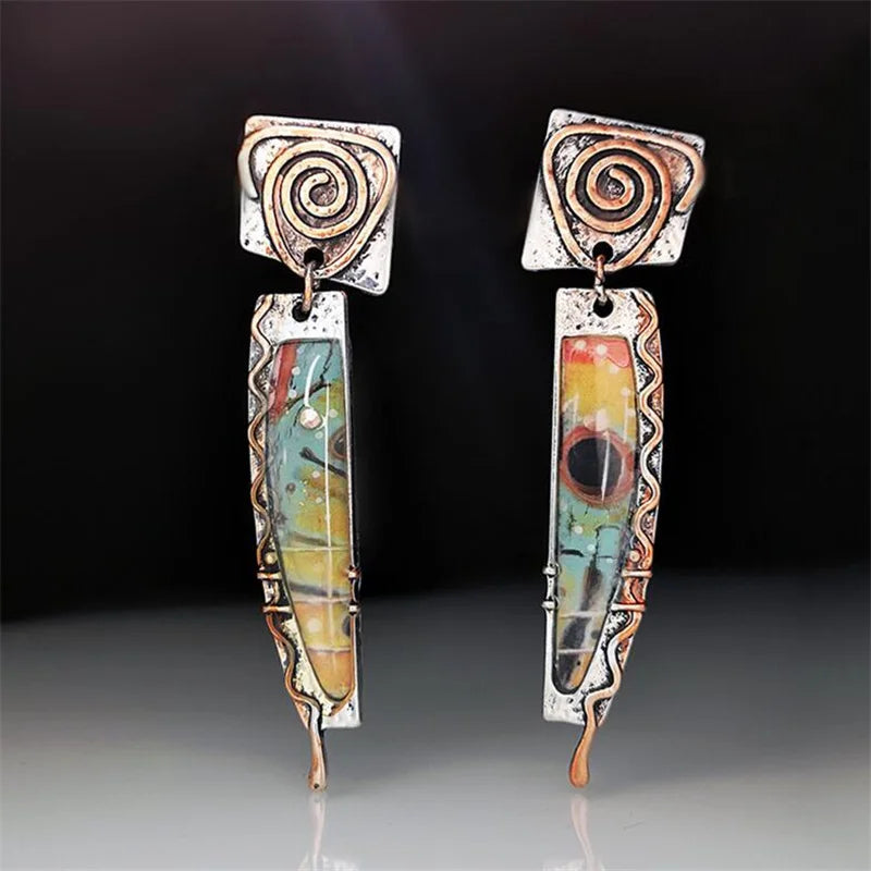Boucles d'Oreilles Pendantes Ethniques Tribales