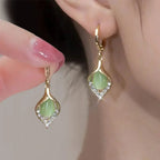 Boucles d'Oreilles Pendantes Goutte d'Eau avec Zircon vert