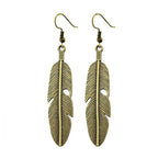 Boucles d'Oreilles Pendantes Plumes pour Femme bronze