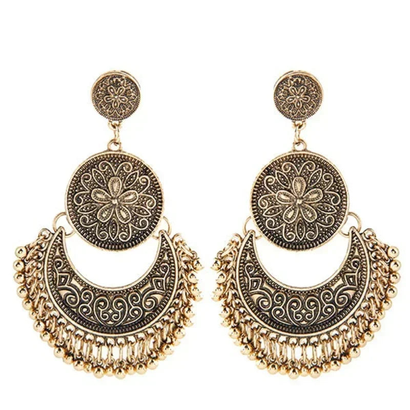 Boucles d'Oreilles Pendantes Style Bohême Baroque or rose