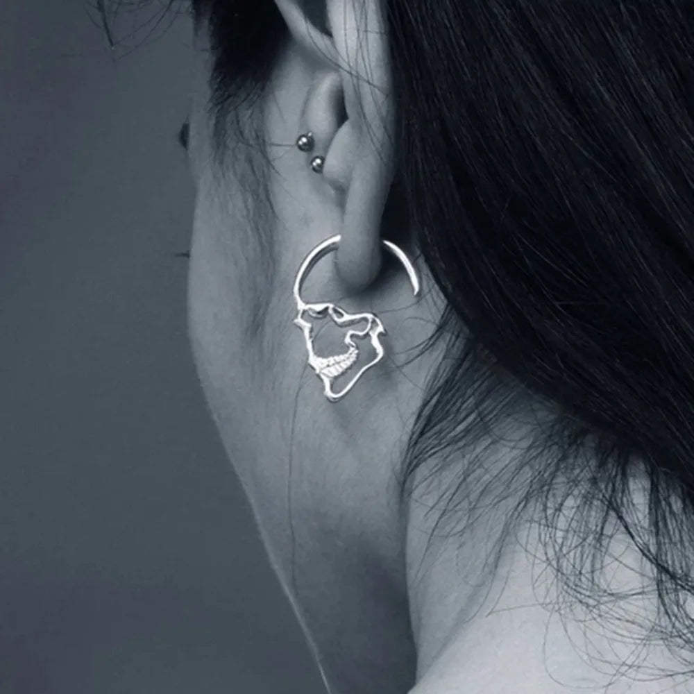 Boucles d'Oreilles Pendantes Tête de Mort pour Homme ou Femme argent