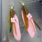 Boucles d'oreilles plumes style Apaches rose