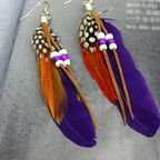 Boucles d'oreilles plumes style Apaches violet