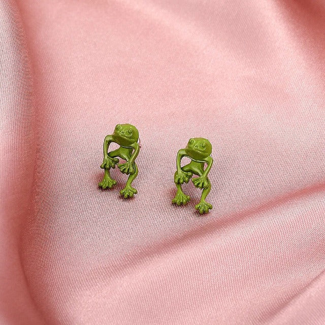 レディース カエル ピアス グリーン