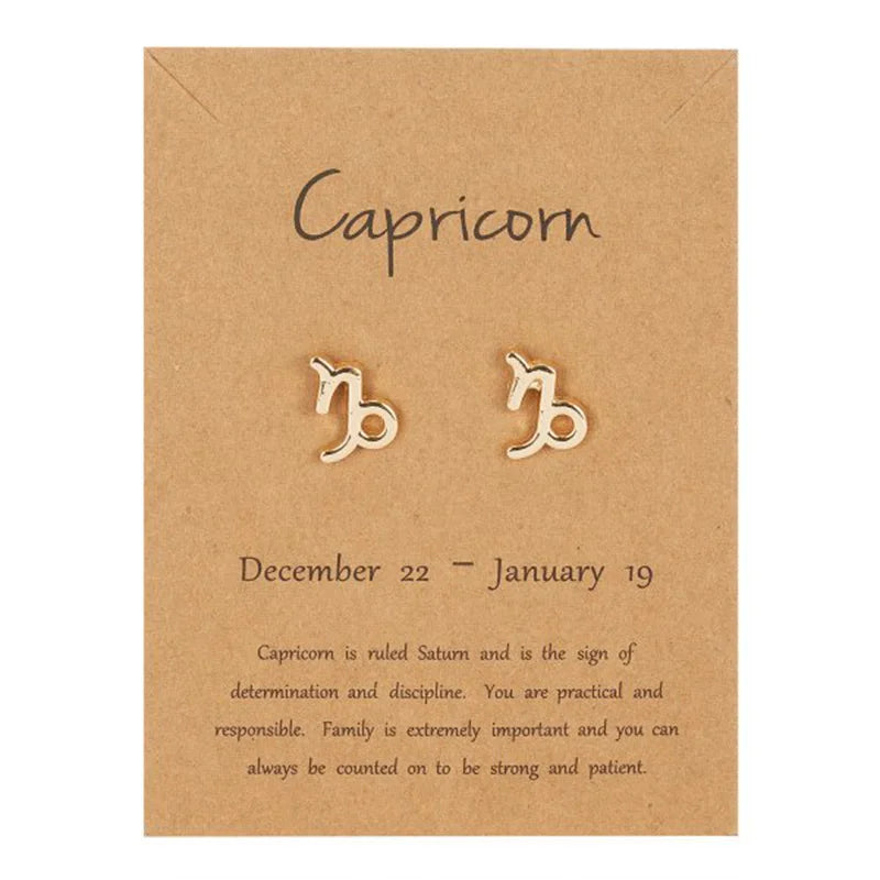 Boucles d'Oreilles Signe du Zodiaque 12 Constellations capricorne