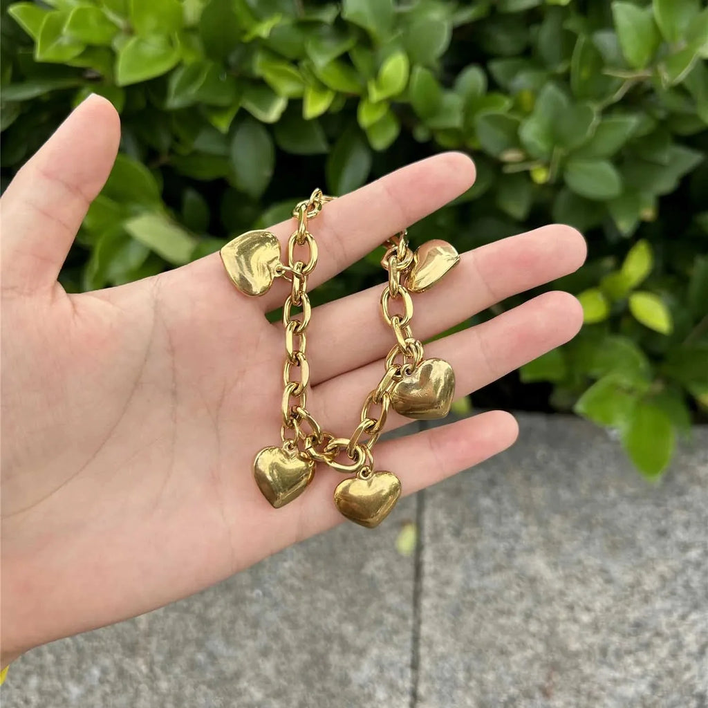 Bracelet 5 Coeurs Gourmette Femme or