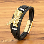 Bracelet Aigle En Cuir Homme Or