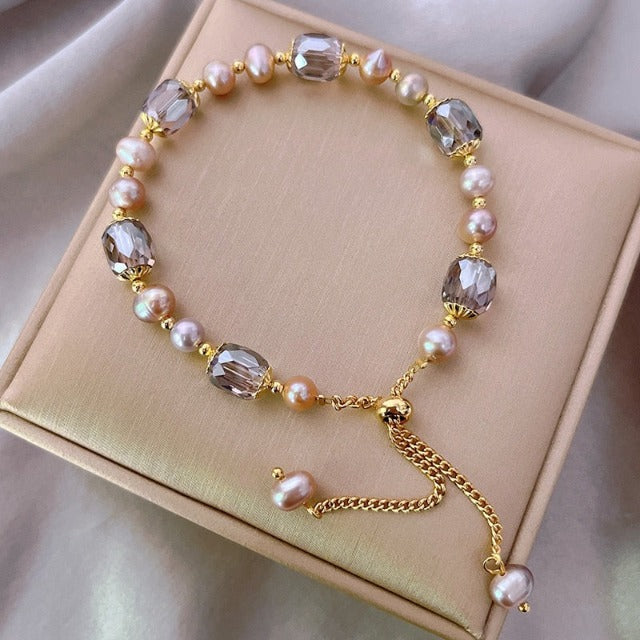 Bracelet Améthyste en Perles Pierres Naturelles Gourmette Femmes