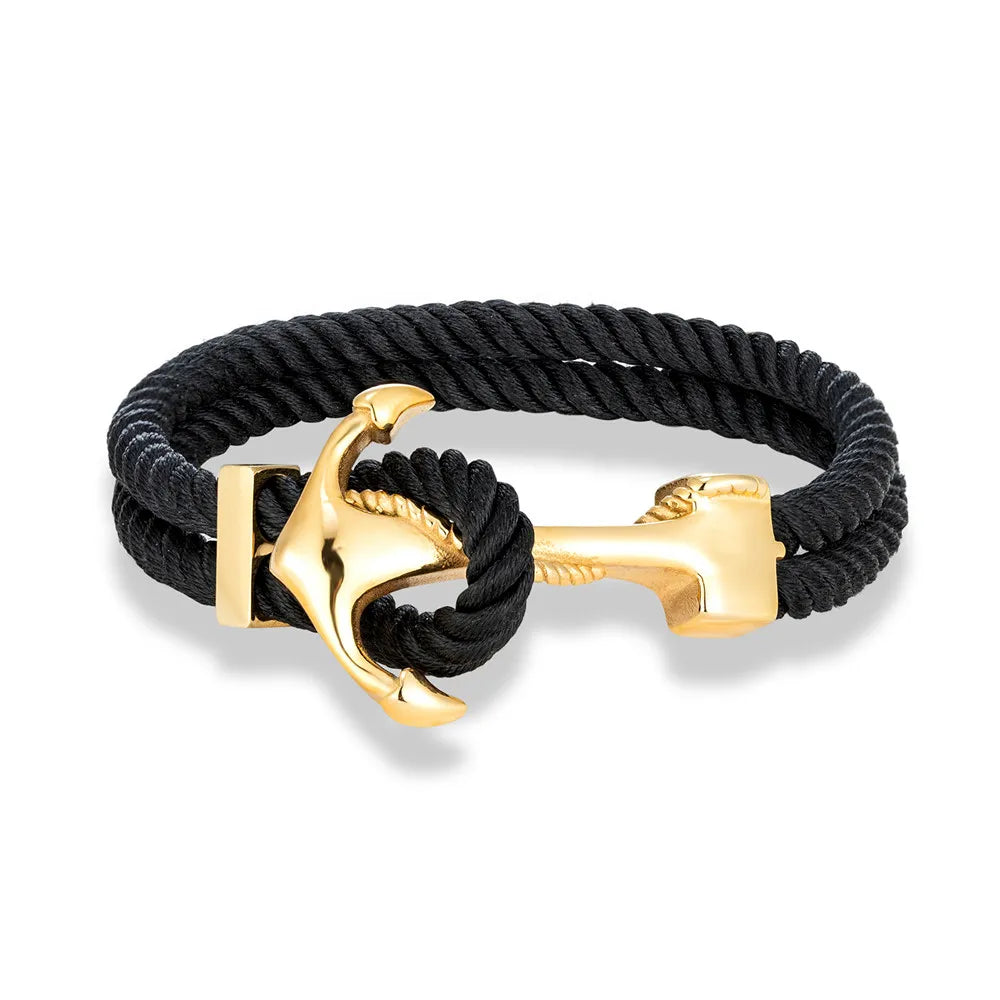 Bracelet ancre homme noir