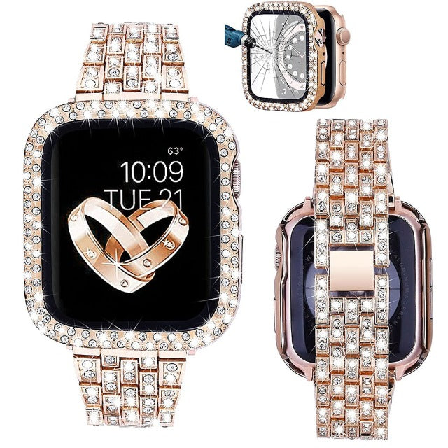 ダイヤモンドケース付きApple Watchブレスレット ゴールド