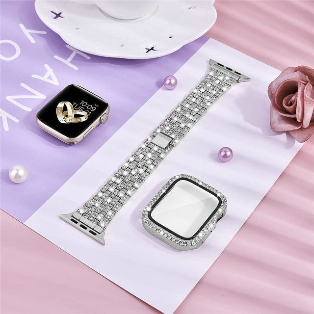 ダイヤモンドケース付きApple Watchブレスレット シルバー