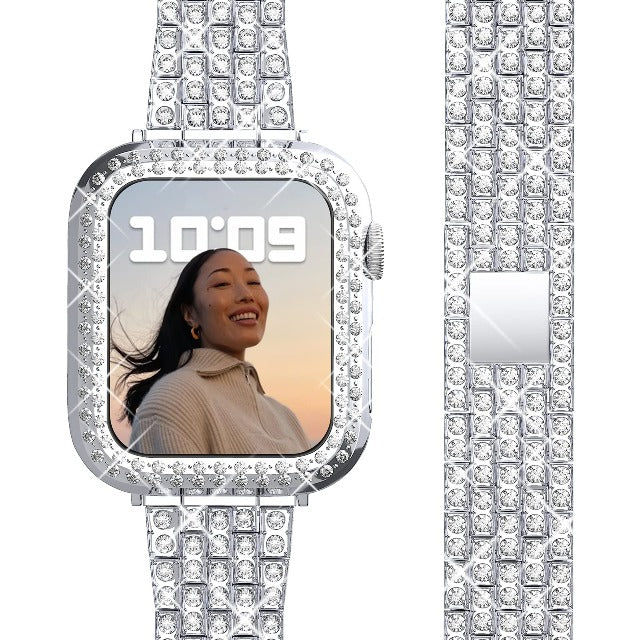 レディース向け Apple Watch ダイヤモンド ブレスレット シルバー