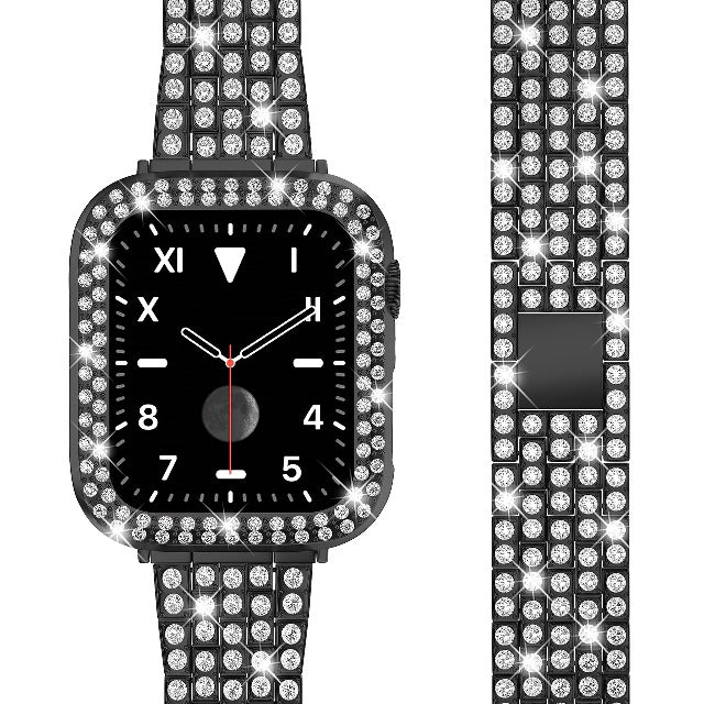 レディース向け Apple Watch ダイヤモンド ブレスレット ブラック