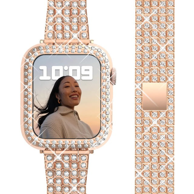 レディース向け Apple Watch ダイヤモンド ブレスレット ローズゴールド