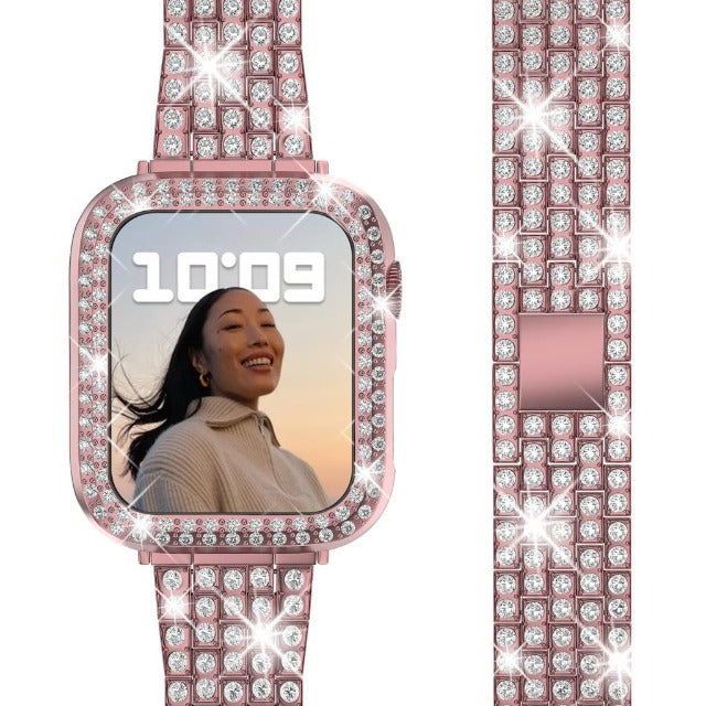 レディース向け Apple Watch ダイヤモンド ブレスレット ピンク