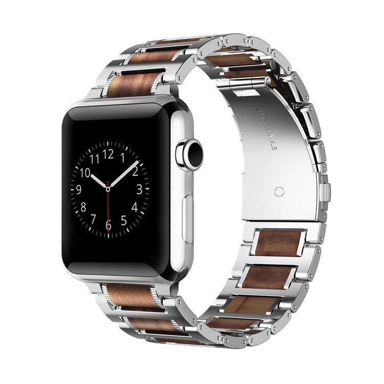 Bracelet Apple Watch en Bois argent et brun