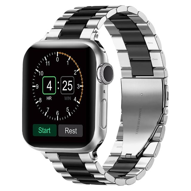 Apple Watch用ブレスレット　シルバー＆ブラックメタル