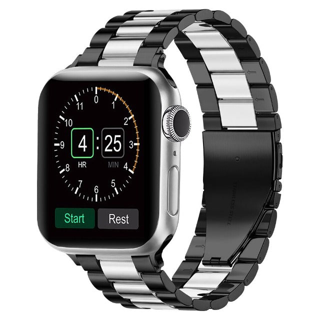 Apple Watch用ブレスレット　ブラック＆シルバーメタル