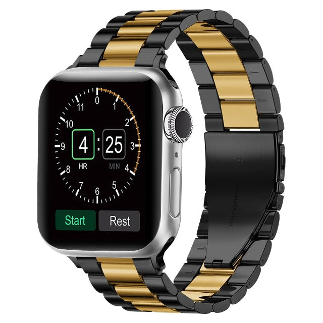 Apple Watch用ブレスレット　ブラック＆ゴールドメタル