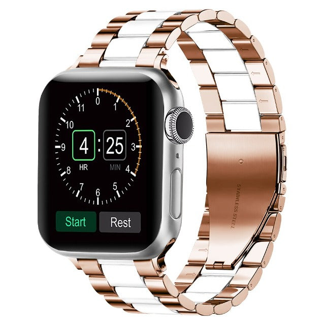 Apple Watch用ブレスレット　ローズゴールド＆ホワイトメタル