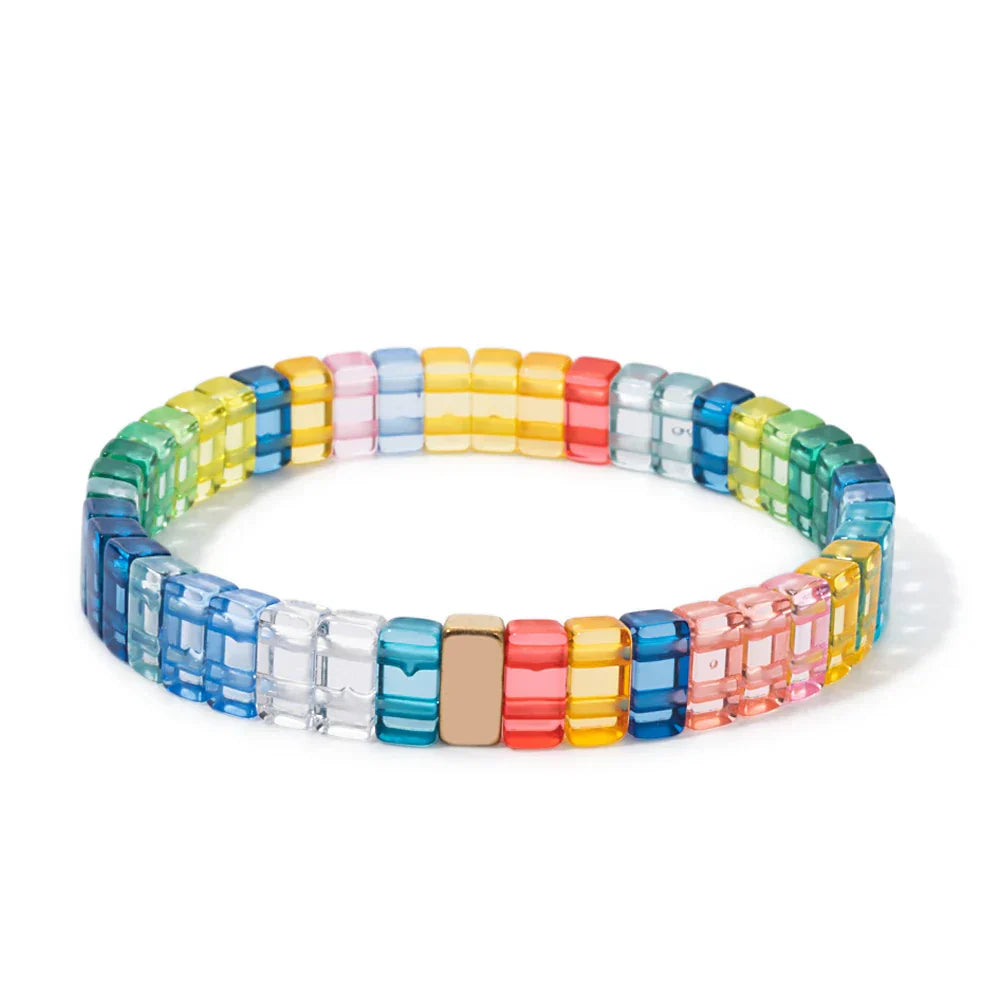 Bracelet arc-en-ciel rose