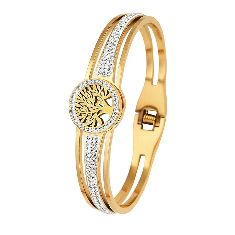 Bracelet avec Arbre de Vie et Cristal or