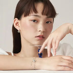 ムーンストーン風クリスタルとジルコンの星モチーフブレスレット