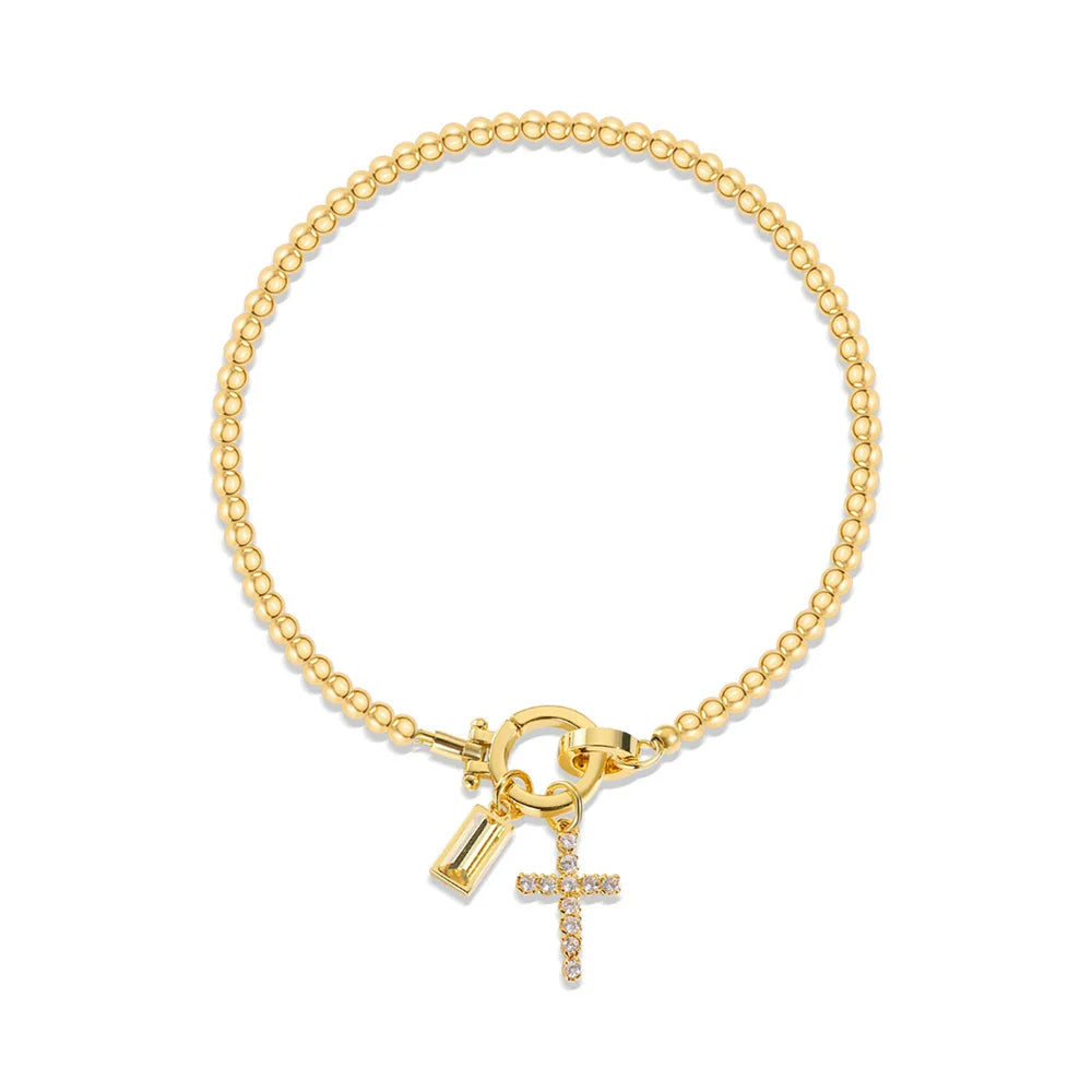 Bracelet avec croix et pierre de naissance
