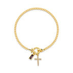 Bracelet avec croix et pierre de naissance